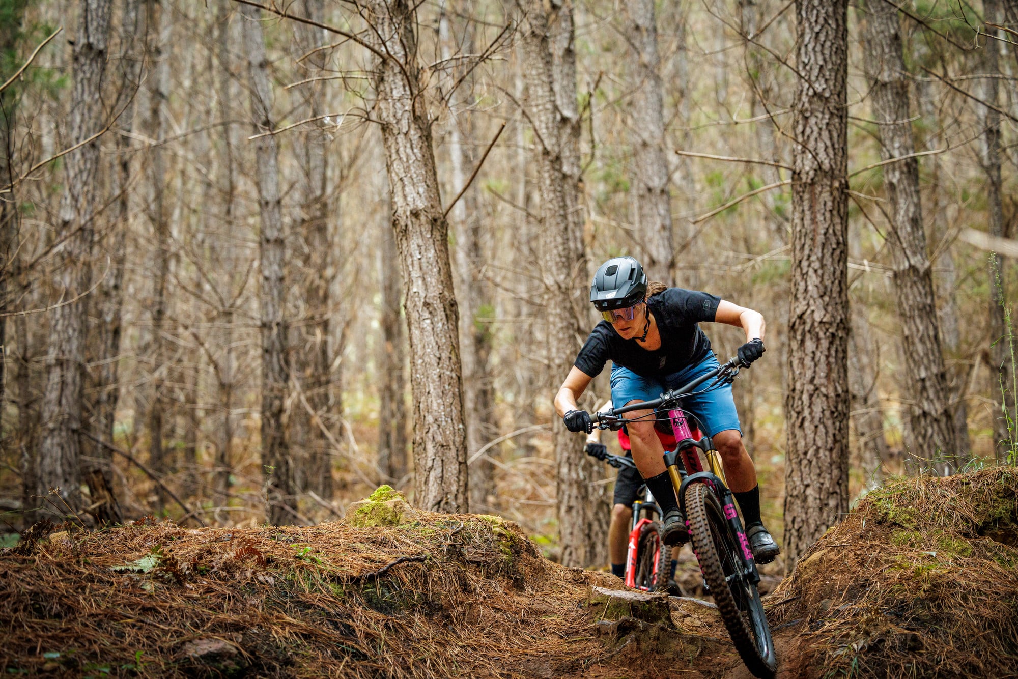 Two cyclists riding Mystic Bike Park