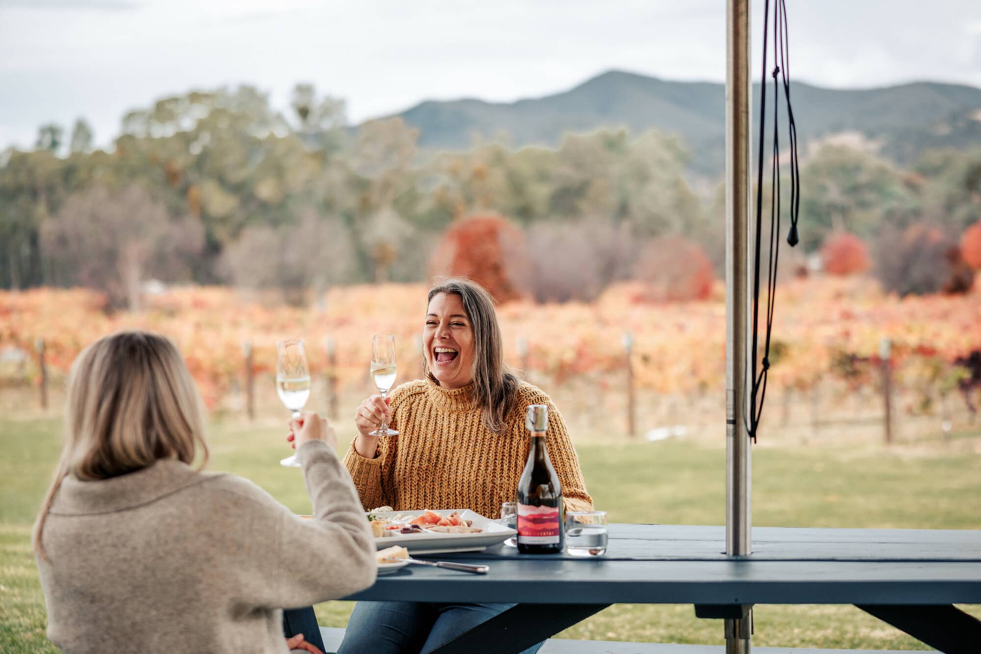 Two people celebrating at Gapsted Estate in Autumn