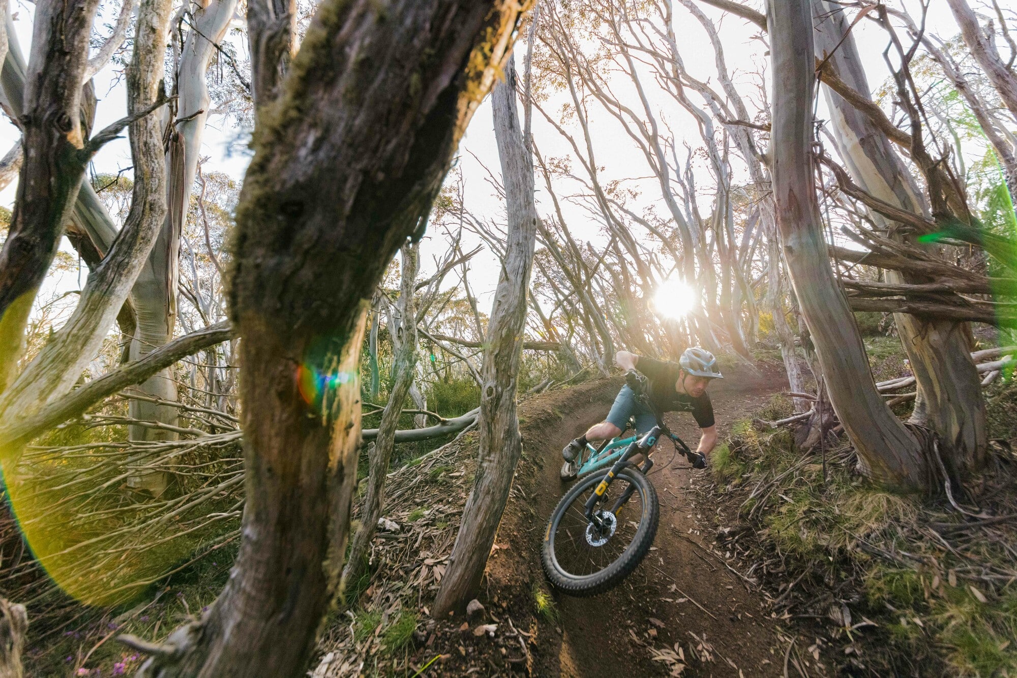 Rider feeling the flow on berms at Mt Buller Bike Park